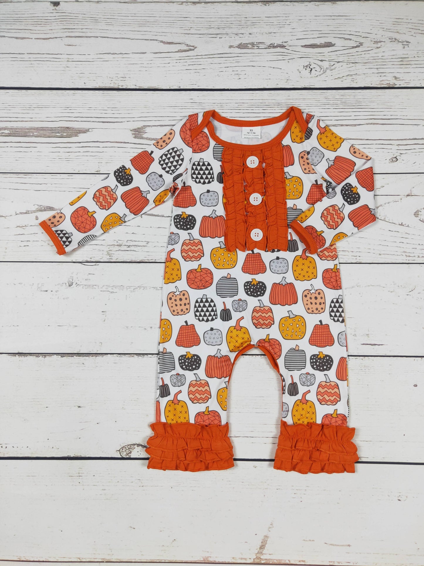 Baby Pumpkin Romper With Ruffle